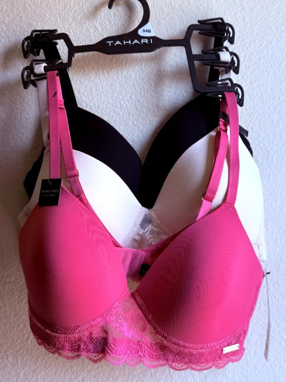 Tahari Women's Wire-Free Comfort Bra 3-Pack Set Nylon Blend Lace 34B NWT